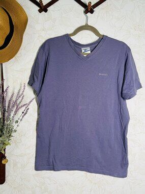Reebok Purple V-Neck Short-Sleeve T-Shirt Mens Size Small 100% Cotton Casual Wea